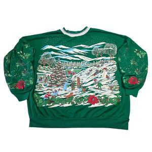 Nutcracker‎ Christmas Scene Winter Skiing Ugly Christmas Sweater Women L Holiday